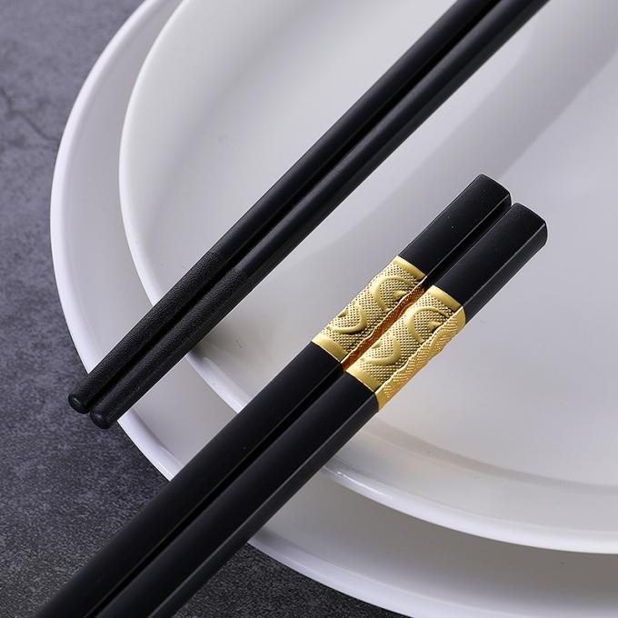 Wiederverwendbare Nudel-Sushi-Hauptessstäbchen der Legierungs-Essstäbchen-24cm lange quadratische chinesische 0