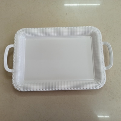 Ein guter Preis. Unzerbrechliches weißes Rechteck-Melamin Tray With Handles Online